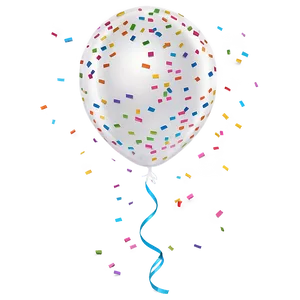 White Balloon With Confetti PNG Awn52