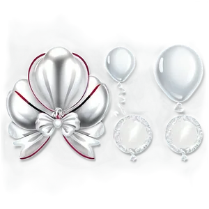 White Balloons With Bows PNG 8 PNG