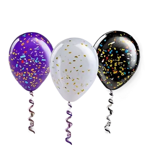 White Balloons With Confetti PNG 34