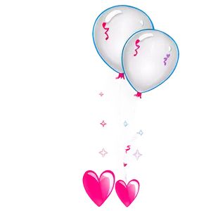 White Balloons With Hearts PNG Irr