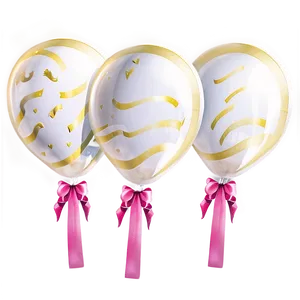 White Balloons With Ribbons PNG 69