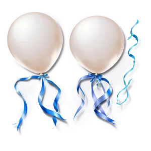 White Balloons With Ribbons PNG Fes
