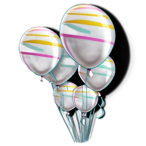 White Balloons With Stripes PNG 90
