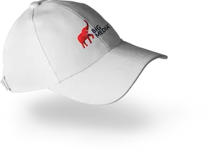 White Baseball Cap Red Logo PNG
