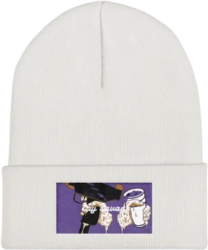 White Beanie Patch Design PNG image