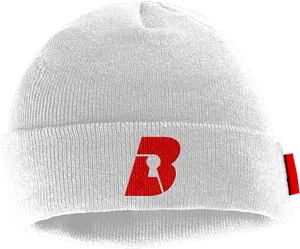 White Beanie Red Logo PNG image