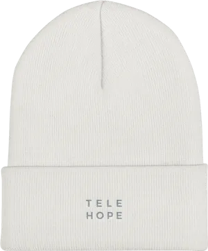 White Beanie Tele Hope Logo