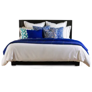 White Bed With Blue Accents PNG Neo PNG