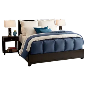 White Bed With Blue Accents PNG Skg