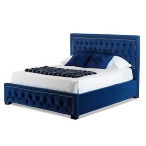 White Bed With Blue Accents PNG Yug