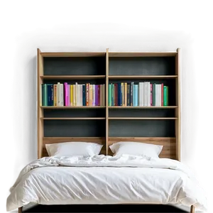 White Bed With Bookshelf PNG 55