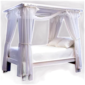 White Bed With Canopy Png Omj75 PNG image