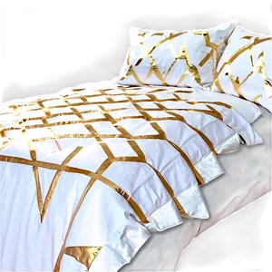 White Bed With Gold Details PNG 89