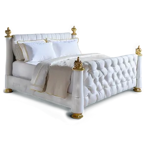 White Bed With Gold Details PNG Jht58 PNG