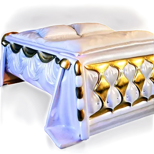 White Bed With Gold Details PNG Xrd PNG
