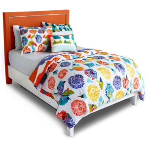 White Bed With Patterned Bedding PNG 06132024