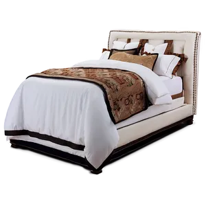 White Bed With Upholstered Headboard PNG 06132024