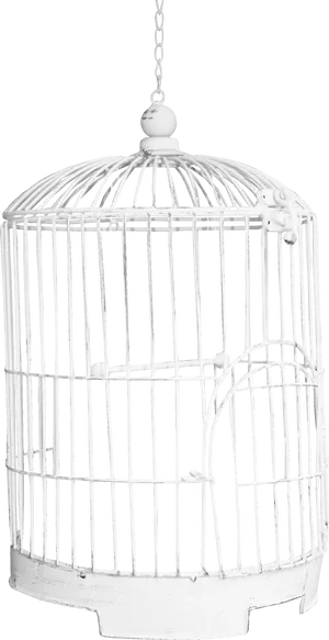 White Bird Cage Hanging PNG image