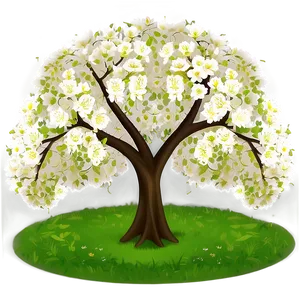 White Blossom Tree Scene PNG 06252024