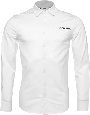 White Button Up Shirt Lifeofa Balr Logo PNG image