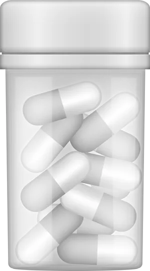 White Capsule Pillsin Bottle PNG
