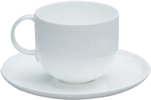 White Ceramic Teacupand Saucer PNG image