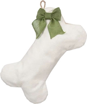 White Christmas Stockingwith Green Bow PNG image