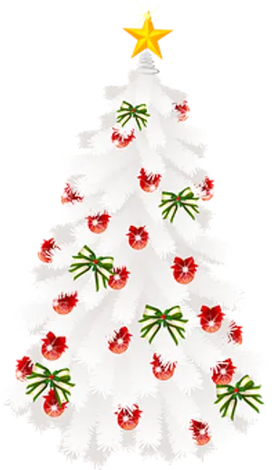 White Christmas Treewith Decorations PNG