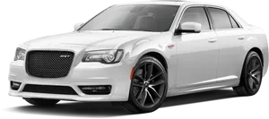 White Chrysler300 S Side View PNG image