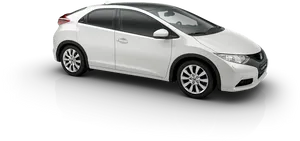 White Compact Car Isolated Background