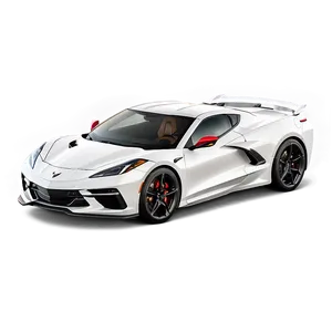 White Corvette C8 Profile View PNG 6 PNG