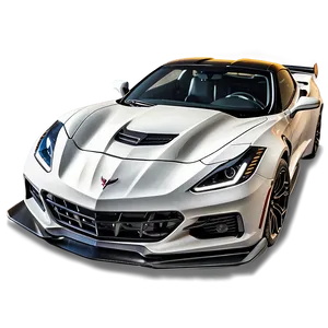 White Corvette C8 Profile View PNG Vsn PNG