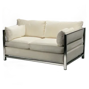 White Couch With Metal Frame PNG 41