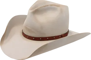 White Cowboy Hatwith Brown Leather Band PNG image