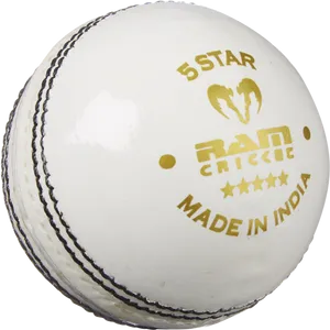 White Cricket Ball5 Star Brand PNG image
