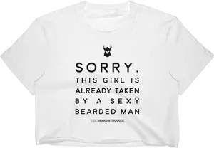 White Crop Top Bearded Man Message PNG image