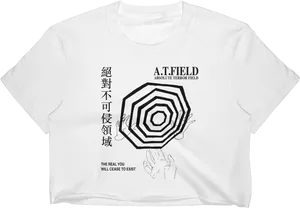 White Crop Topwith Graphic Print PNG