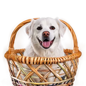 White Dog In Basket PNG 06262024
