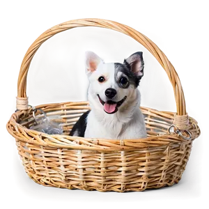 White Dog In Basket Png 20 PNG image