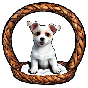 White Dog In Basket PNG Vnd86 PNG