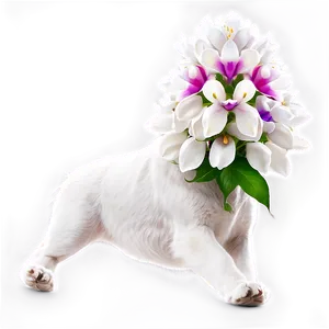 White Dog With Flowers PNG 39