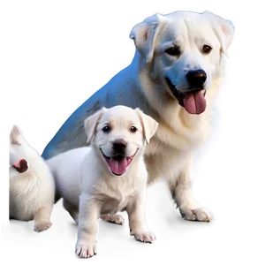 White Dog With Puppies PNG 06262024 PNG