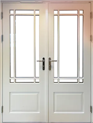 White Double Doorswith Glass Panels PNG image