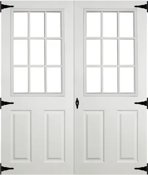 White Double Doorwith Window Panels PNG image