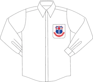 White Dress Shirt With Crest Design PNG image