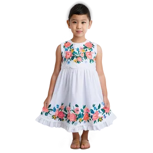 White Dress With Floral Detail PNG 06212024