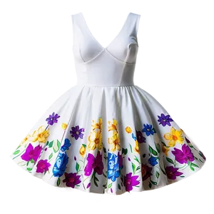 White Dress With Floral Detail PNG 22
