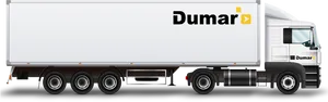 White Dumar Transport Truck Side View PNG
