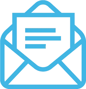 White Email Icon Blue Outline PNG