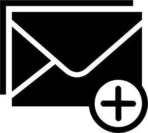 White Email Icon Plus Sign PNG